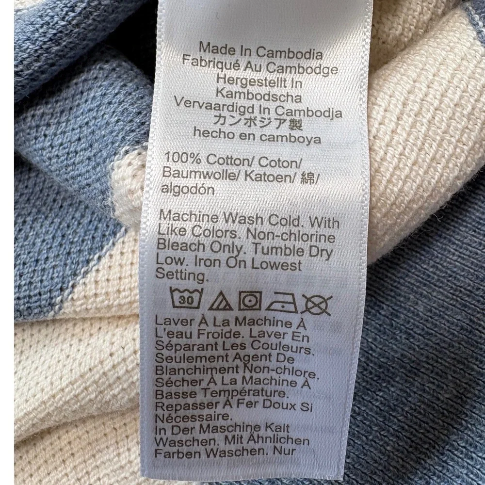 J.Crew Mens Cotton Pique-Stitch Striped Cotton Crewneck Sweater BN497 Size L‎